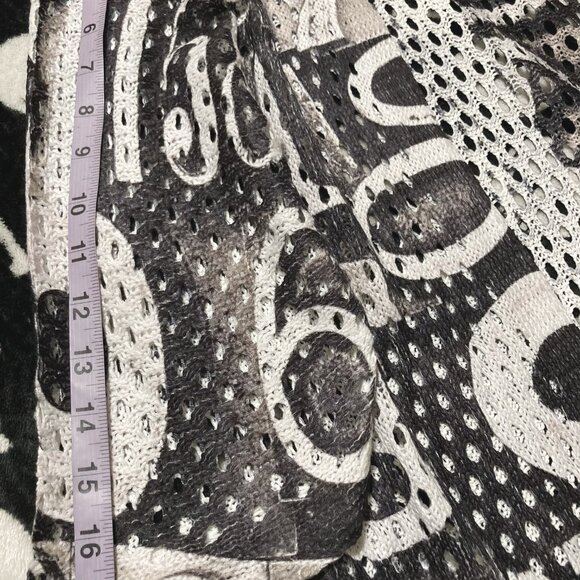 VIA VITALE Vintage white grey black number print long cardigan ~ MEDIUM LARGE XL - Picture 7 of 13